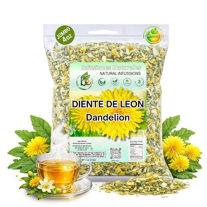Diente de León Herbal Tea – Dandelion Loose Leaf – 4 oz (113 g) – 100% Natural, Vegan, Non-GMO, Caffeine-Free – Traditional Herbal Infusion – by BexpertsUSA