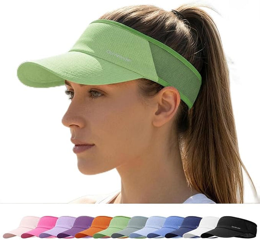 Sport Sun Visor Hat for Women Men - Lightweight Stretchy Polyester Spandex Quick Dry Sweatband Wrinkle Resistant