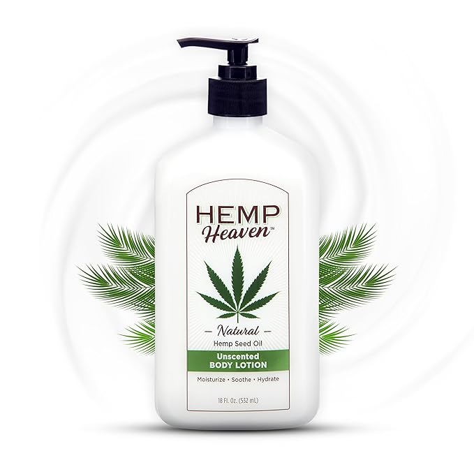 Hemp Heaven Hemp Lotion - Natural Hemp Seed Oil, Paraben-Free, 18 oz, Made in USA, Nourishing for Men & Women, EWG Verified, Anti-Aging (Unscented)