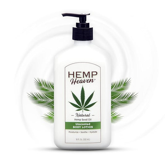 Hemp Heaven Hemp Lotion - Natural Hemp Seed Oil, Paraben-Free, 18 oz, Made in USA, Nourishing for Men & Women, EWG Verified, Anti-Aging (Unscented)
