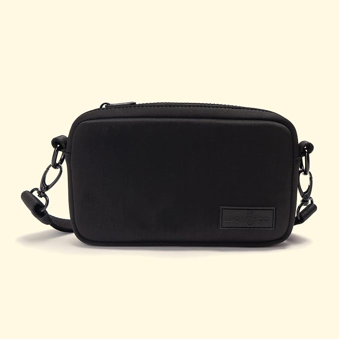 Lucy & Co. Crossbody Treat Pouch, Fanny Pack, Shoulder Bag - Wear 3 Ways, Hidden Poop Bag Dispenser, Zip Treat & Phone Pocket, Dog Accessories (Black)