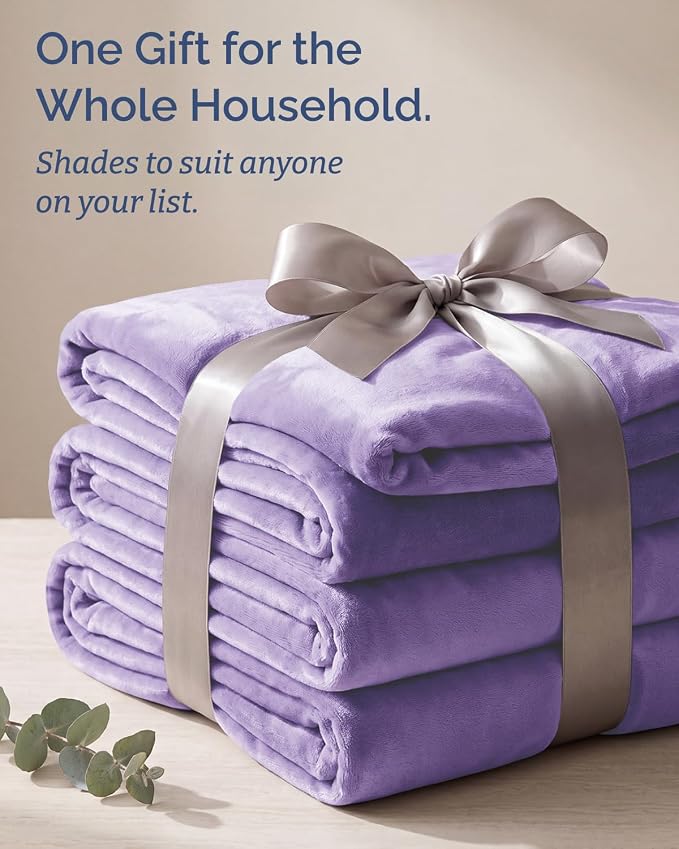 Ultra Soft Fleece Blanket Giant Blanket Size - Flannel Fleece Luxury Blanket - Lightweight for Couch Bed Chair - Thick, Warm and Breathable - All Season Cozy, Pastel Lilac