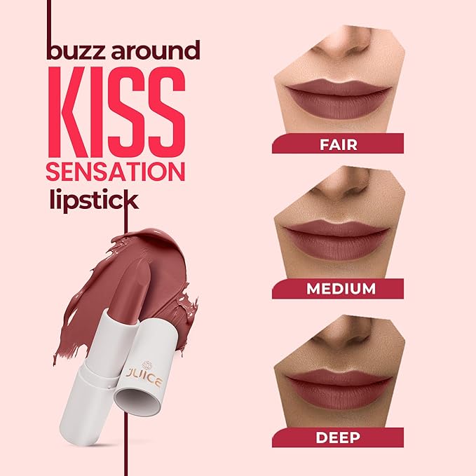 JUICE Kiss Sensation Lipstick With Goodness Of Bio Retinol, Uv Protection Long Lasting Lipstick Creamy Nude - M21 4 G Pack Of 1