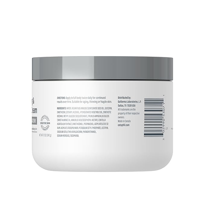Cetaphil Skin Activator Hydrating & Firming Body Cream 12oz,Mandelic Acid (AHA) and Centella Asiatica (CICA) Cream,Hydrates and Firms Aging Skin,Anti-Aging Skincare,12 oz,(Pack of 2)