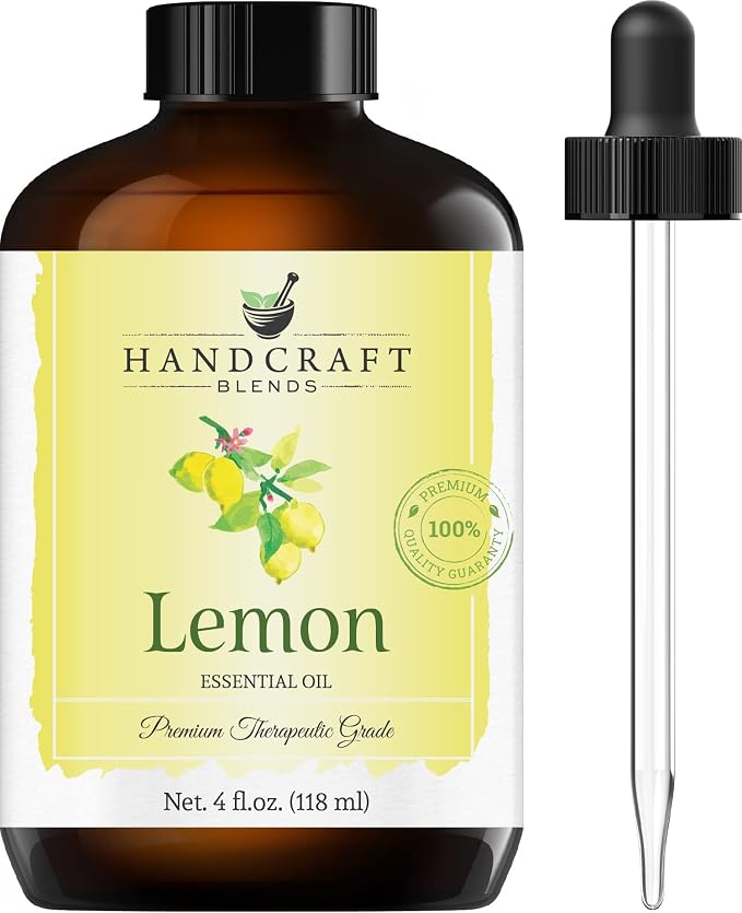 Handcraft Blends Castor Oil for Hair with Peppermint Essential Oil and Lemon Essential Oil Set – 100% Pure and Natural Oils – Carrier Oil for Essential Oils Mixing, Aromatherapy Oils & Massage