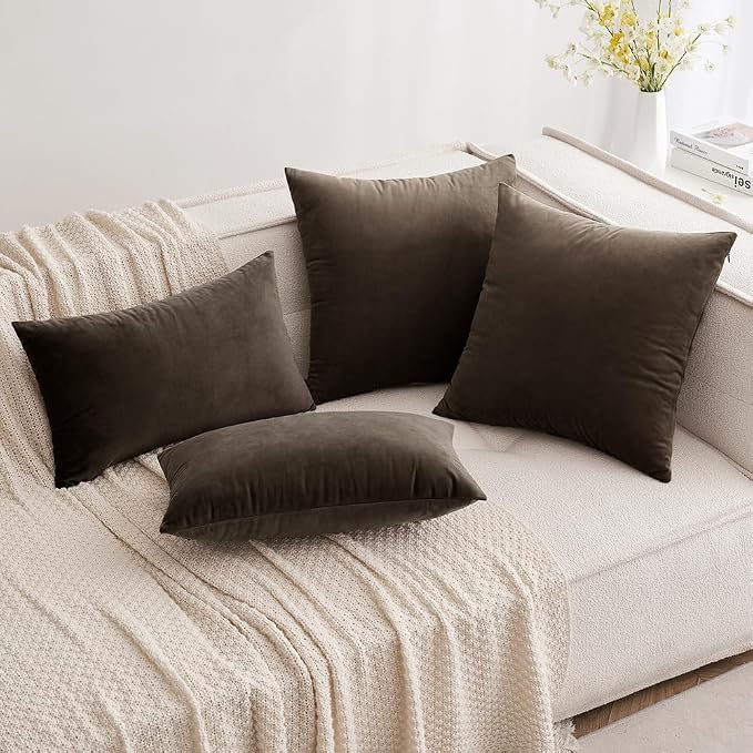 MIULEE 12x20 Inch Lumbar Velvet Throw Pillow Cover Set of 1 Dark Coffee | Soft Luxury Decorative Throw Pillow Cover, Single Rectangle Cushion Case, Home Decor for Chair Couch Sofa Bedroom Car Bed