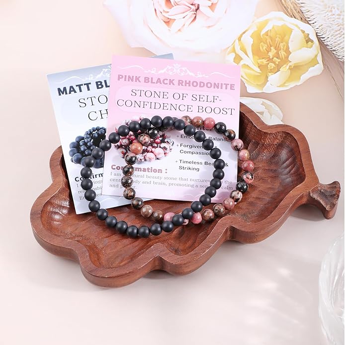 NCB 2.3-Piece 4mm Natural Crystal Gemstone Stretch Bracelets – Handmade Reiki Energy Healing Jewelry for Meditation,Yoga, Unisex