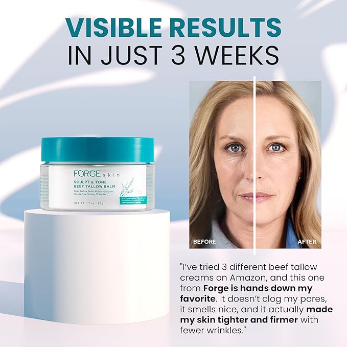 Forge Skin Original Sculpt & Tone Balm Beef Tallow for Skin Women |Grass Fed Beef Tallow and Honey Balm for Face | Under Eye Firming Cream Tightening Lifting Sagging Skin Beef Tallow Moisturizer