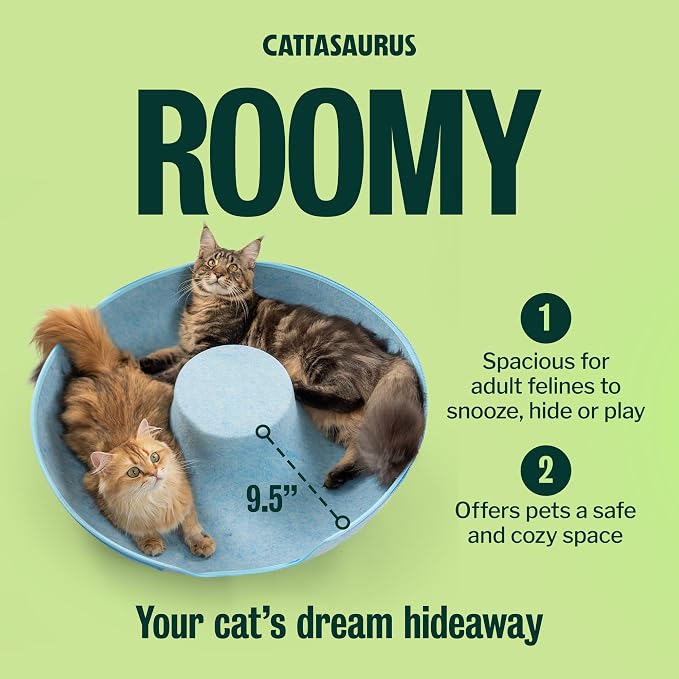 Peekaboo Cat Cave Donut for Multiple & Large Cats up to 30-45 lbs, 3-in-1 Self Warming Cat Bed, Tunnel & Scratcher for Indoor Cats, Washable & Detachable Small Dog Bed (Blue, Jumbo)