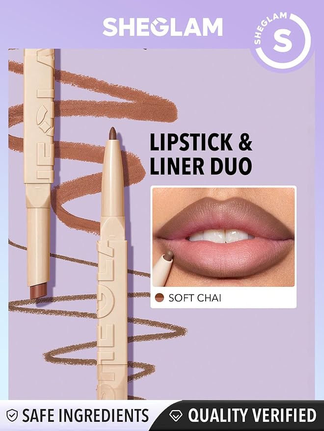 SHEGLAM 2 In 1 Matte Lip Liner and Long Lasting Lipstick Set Makeup - Soft Chai