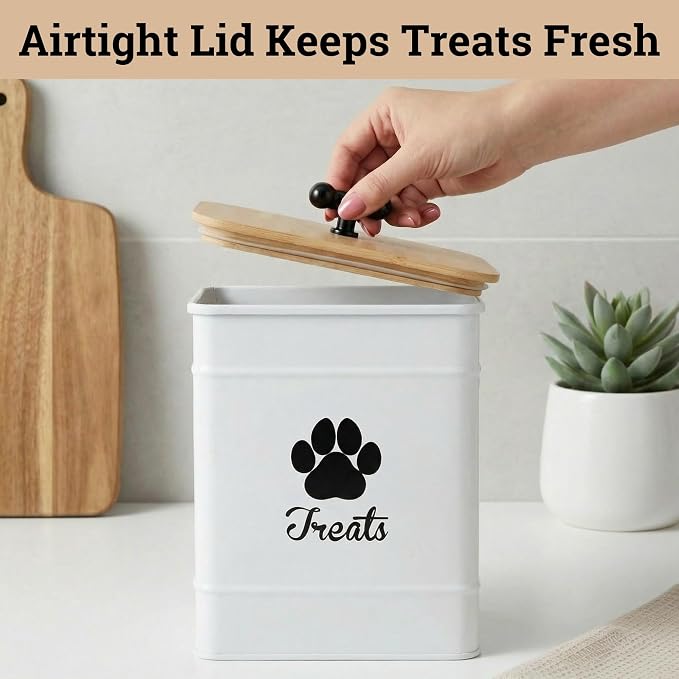 Dog Treat Container Airtight, 6"W x 8"H, Powder Coated, 12 Cup Capacity