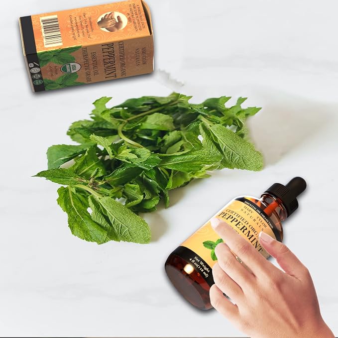 Organic Peppermint Essential Oil 4 oz, USDA Certified Mentha Piperita, Perfect for Aromatherapy, Diffuser, DIY by Mary Tylor Naturals