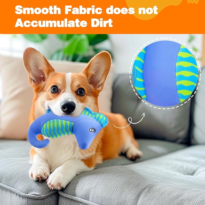 Squeaky Dog Toys, Floating Dog Toys for Indoor or Outward Play, Interactive Dog Gifts for Small and Medium Dogs – Seahorse