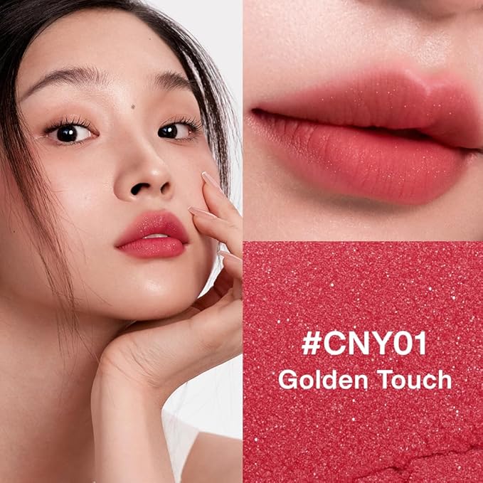 INTO YOU Matte Lipstick with Shimmer, Long Lasting Red Lip Stick for Women, Multi-Purpose for Lips and Cheek, Non-Fade, Makeup, Regal Red for Prosperity & Luxury, CNY01