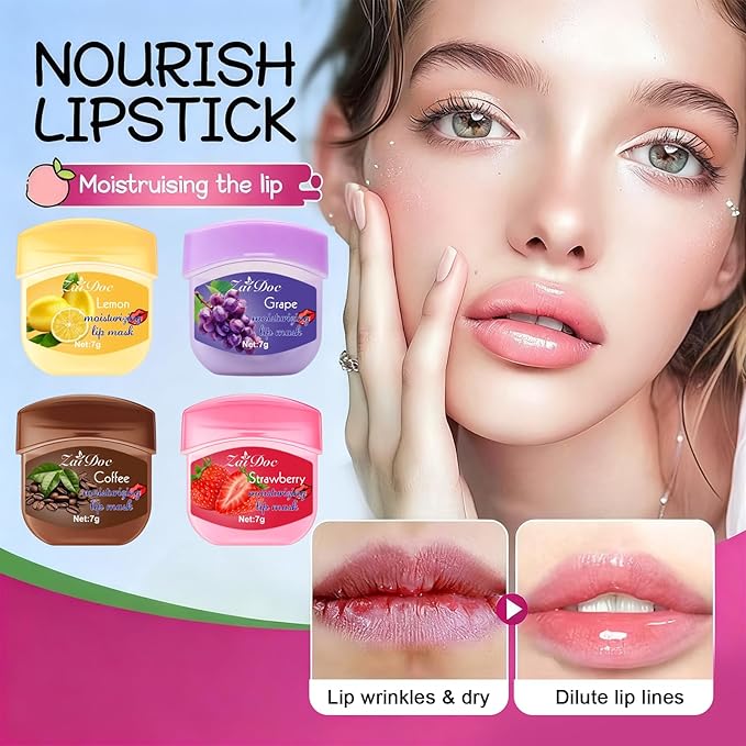 Lip Moisturizing 24 Set, Nourishing & Lip Balm Fruit Flavor Sets with Olive Oil, Peach & Jojoba Oil, Lip Care for Dry Peeling, Dull, Lip Lines, Moisturizing and Repairing Lipstick