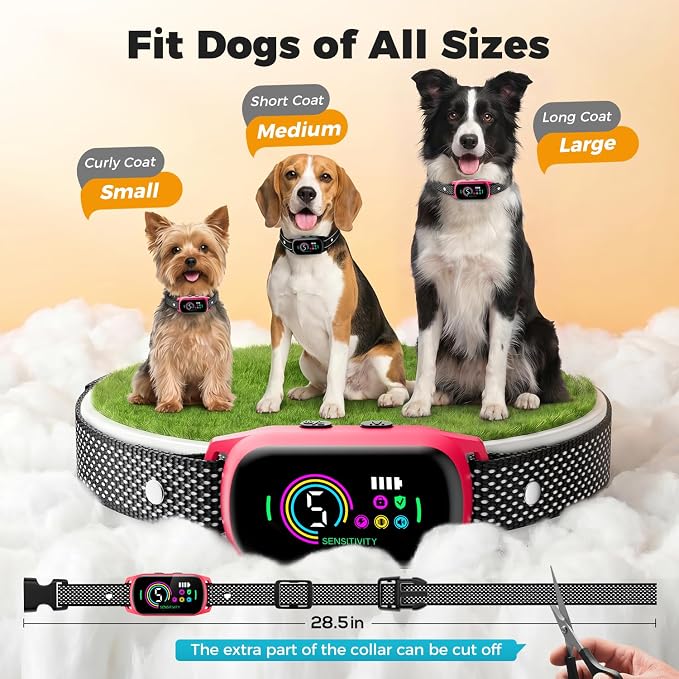 2 Pack Bark Collar for Small Medium Large Dogs, Training Collar (Fuchsia)