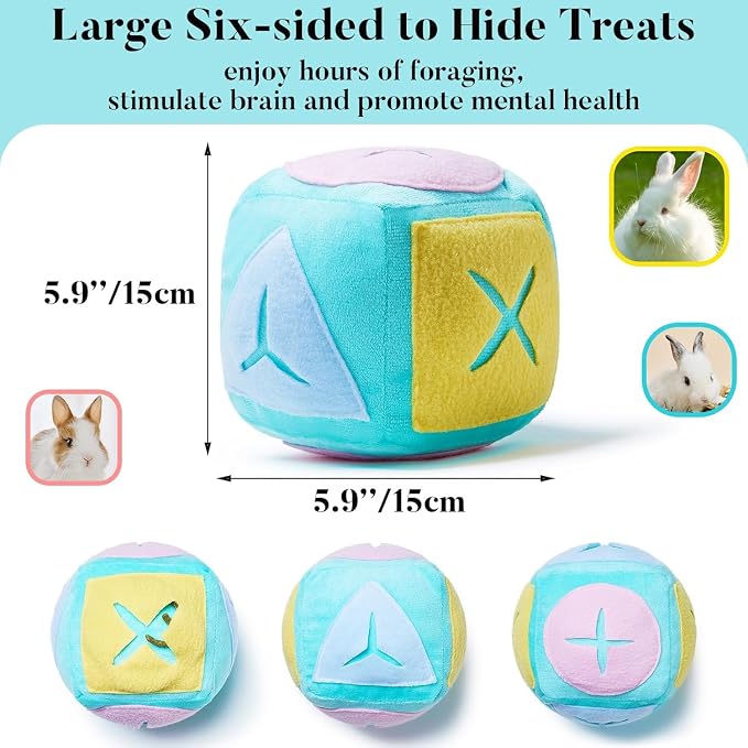 Rabbit Foraging Toy with Bell, Washable Puzzle Feed Game Rabbit Toy