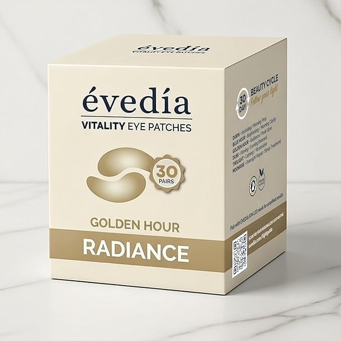 Vitality Eye Patches — Golden Hour — Brighten + Glow | 24K Gold + Caffeine + Peptide Hydrogel Eye Masks | 30 Pairs
