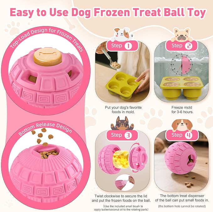 Interactive Dog Frozen Treat Toys, Dog Puzzle Enrichment Ball