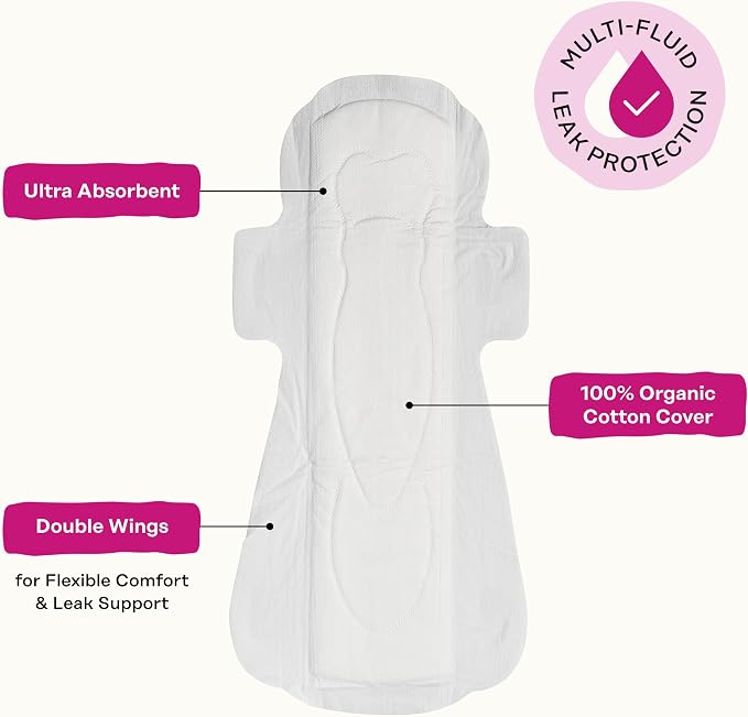 Honey Pot - Perimenopause All Day All Night Pads for Women - 100% Organic Cotton Top Sheet - Feminine Care - Multi-Fluid Absorbency - Harmonizing Herbs of Black Cohosh, Clary Sage, & Red Clover - 11ct