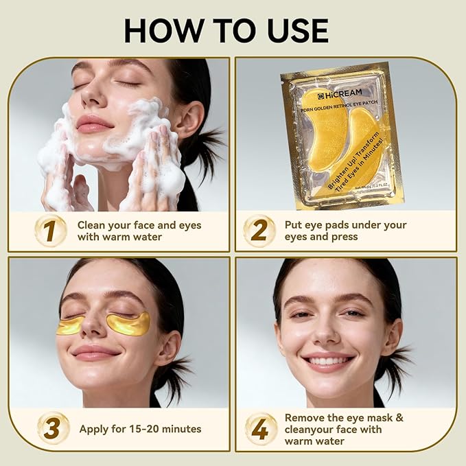 PDRN Under Eye Patches, 25 Pairs Retinol & Caffeine Eye Mask, Collagen Hydrating Eye Pads for Dark Circles, Puffy Eyes & Wrinkles – Eye Treatment Skincare Gift for Men & Women