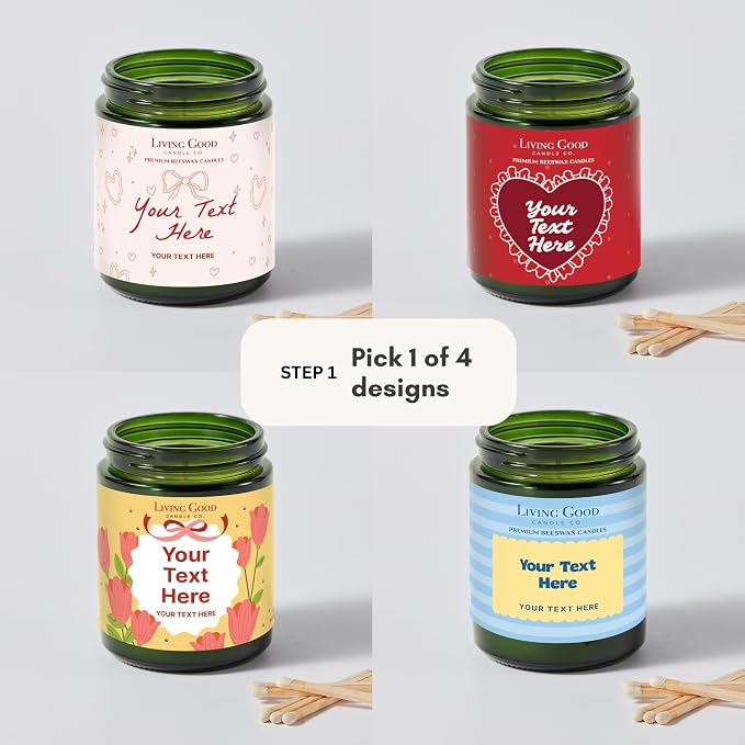 Personalized Message Pure Beeswax Candle for Her & Him - 3 Scent Choices: Palo Santo - Coastal Breeze - Tranquility - Non-Toxic & Pet Friendly - Gift for Wife Girlfriend Mom Dad - 5.5 OZ