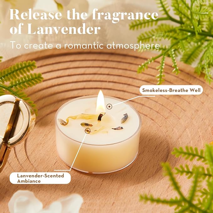 Ashlux 4-Hour Acrylic Jasmine Soy Wax Scented Tea Lights, 16 Pack Bulk | 4 Hour Long Burning, Non-Paraffin, Smokeless, For Weddings, Table Centerpieces, Home Decor & Christmas