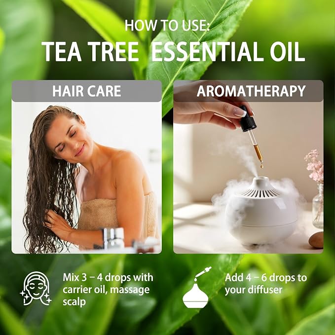 Tea Tree Essential Oil, Tea Tree Oil for Diffuser, 16 Fl Oz(480ml) | Candle Making, Soap Making, aroma, Strong Scent, Pure, Natural, Home Fragrance, Massage, Large Bottle