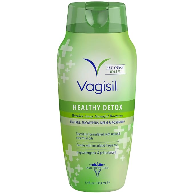 Vagisil Feminine Wash Bundle with Healthy Detox All Over Body Wash for Women, 12 Fl Oz and Odor Block Vaginal Wash, 12 oz