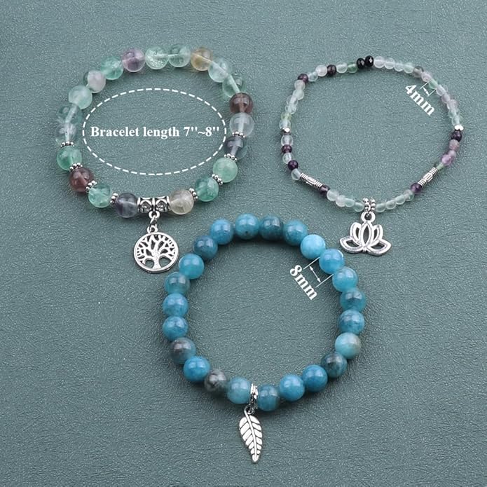 UEUC Tree of Life Yoga Healing Stone Bracelets,Multilayer Lotus Chakra Stone Reiki Bracelet Sets,Anxiety Crystal Natural Stone,for Women Stress Relief
