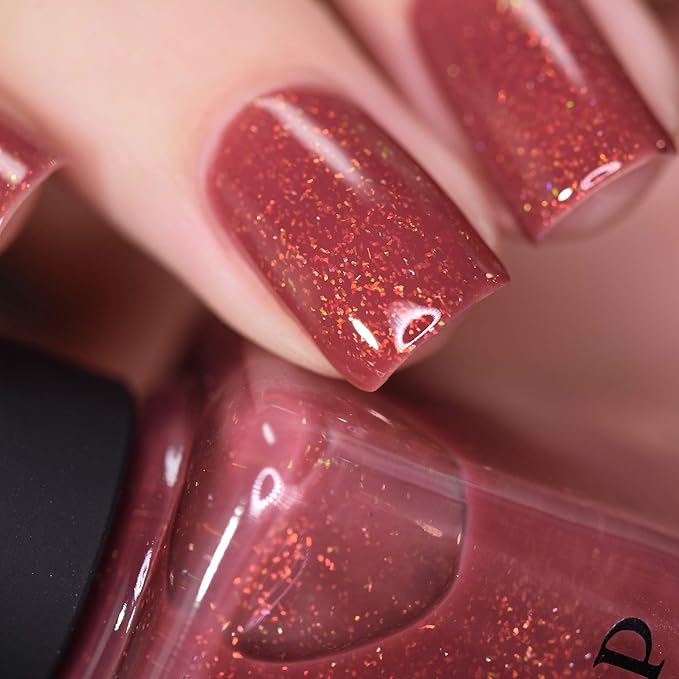 ILNP Cross My Heart - Crisp Rustic Red Holographic Jelly Nail Polish