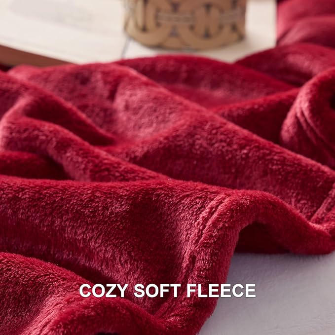 Hansleep Full Red Fleece Blanket, Soft Flannel Bed Blanket | Fuzzy Cozy Blanket 84x90 Inches, Multi-use for Bed, Sofa, Couch, Travel, Camping, All Season Warm Lightweight Cover