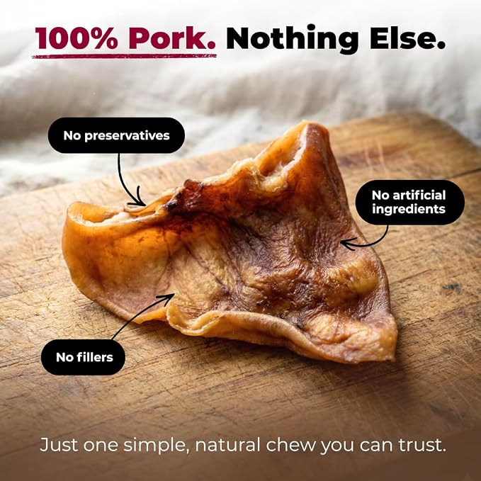 Best Pet Supplies GigaBite Whole Pig Ears for Dogs - 20 Count | Single Ingredient, All Natural, Supports Dental Health, Perfect for Training, Slow Roasted Chews