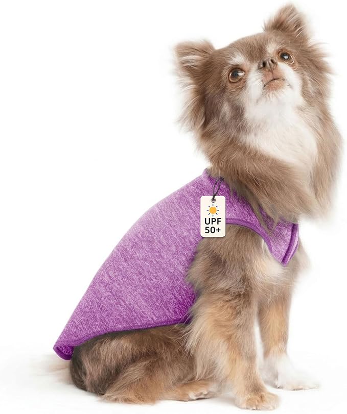 Goldpaw Dog Sun Shirt with UV Protection - Lightweight, Cooling Sun Protection Clothing for Small Dogs - Reduce Heat Absorption - Made in the USA - Machine Washable - Violet - Size 6