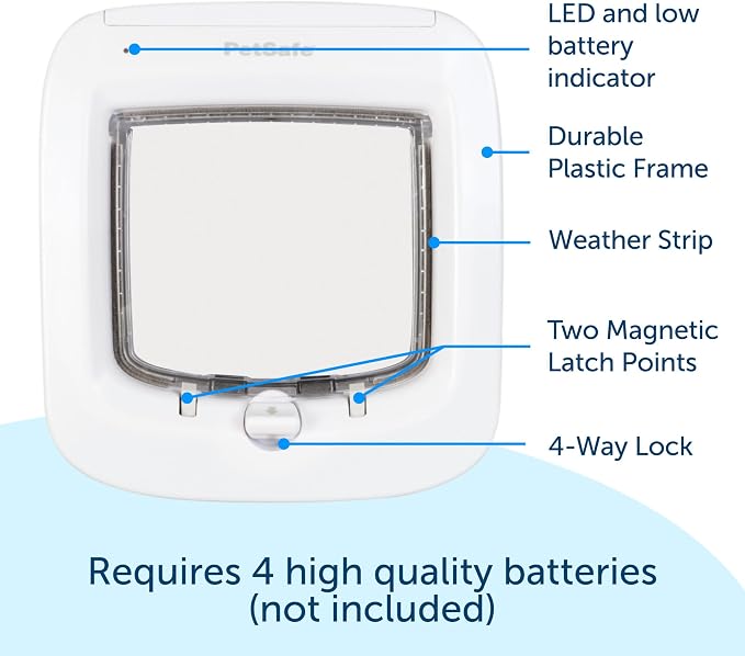 PetSafe Microchip Cat Door, Exterior or Interior Pet Door - Multi-User RFID Access Up to 40 Pets, 4-Way Locking, Weatherproof, DIY Easy Install, Hardware Kit; Privacy for Cat Litter Box or Pet Feeder