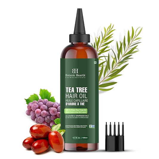 Botanic Hearth Hair Oil for Hair Growth & Hair Treatment Oils Strengthening Dry, Frizzy, Damaged Hair & Scalp Treatment | Tea Tree Hair Oil – 6.7 Fl Oz