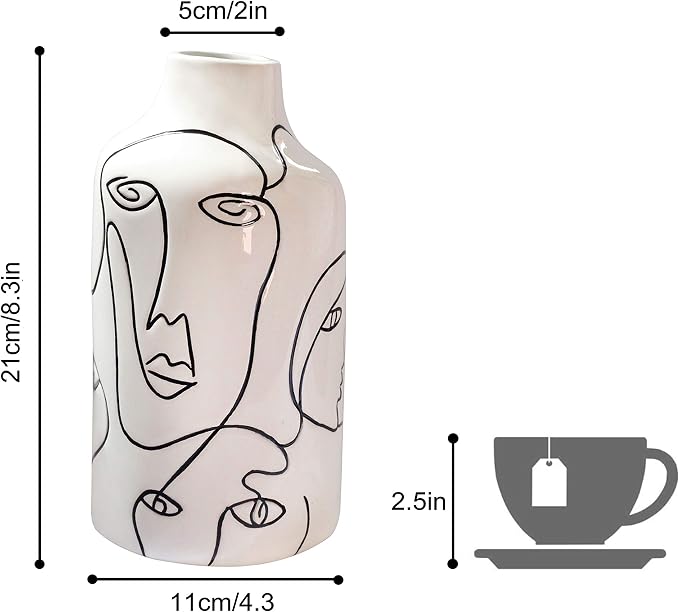 Kimdio Ceramic Vase for Home Decor, Abstract Irregular Design Flower Vase, Living Room Decor Minimalist Decorative Vases for Pampas Grass