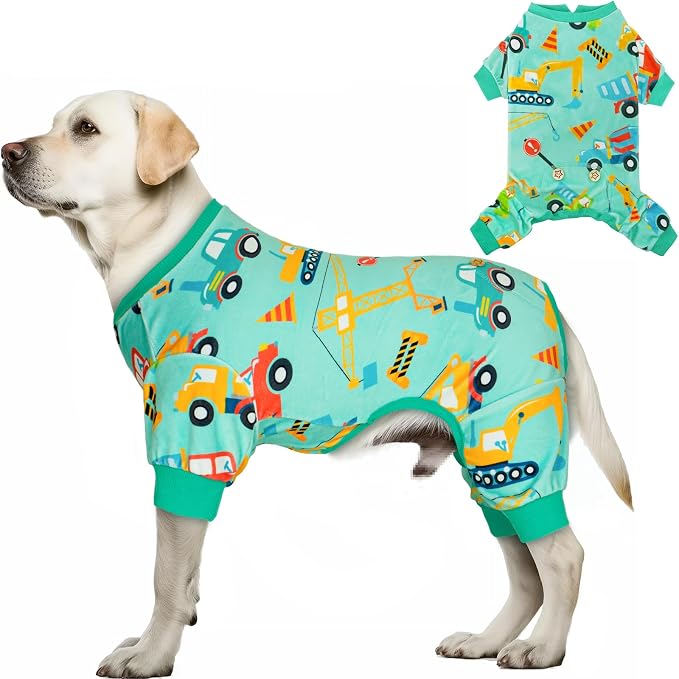 KYEESE Velvet Dog Pajamas for Medium Large Dogs Soft Onesie, Vehicles | 4-Way Stretch, Lightweight & Breathable, Reduces Shedding, Gentle on Sensitive Skin, Recovery Support, Easy Potty Breaks