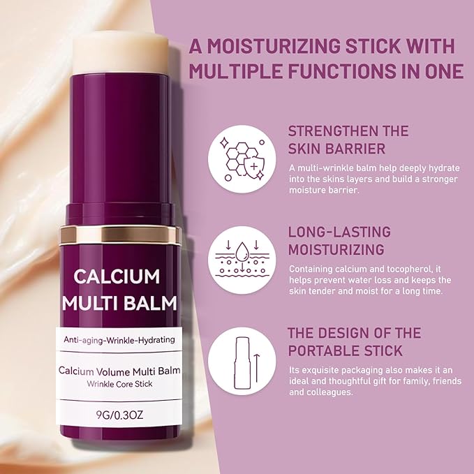 Cemenrete Calcium Multi Balm, Calcium Volume Multi Balm, Korean Anti-Aging Formula for Face, Eyes & Neck - Hydrating, Firming Skin Treatment with Collagen & Vitamin D (2 pcs)