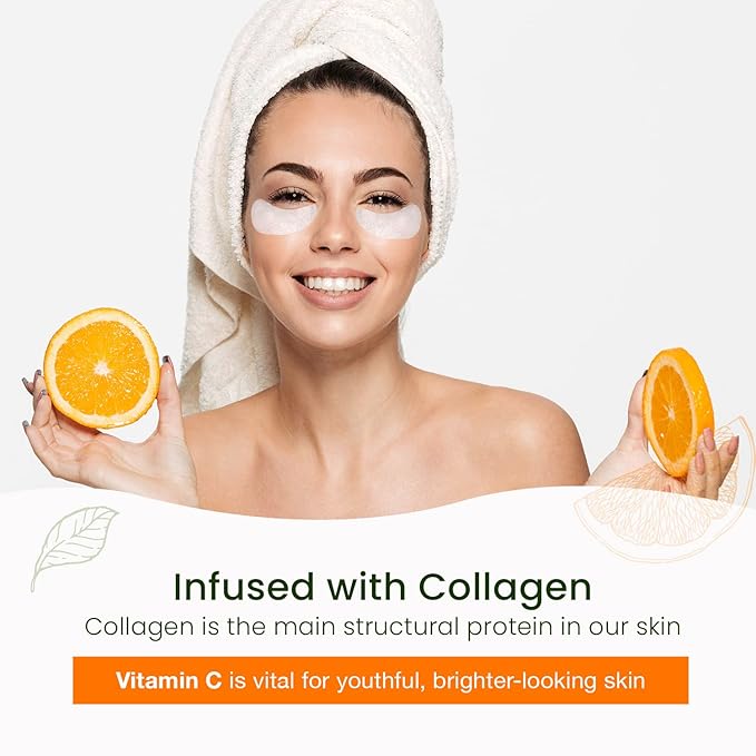 Natural Chemist Vitamin C & Collagen Under Eye Patches - Anti-Aging, Reduces Dark Circles, Hydrating, Dermatologist Tested, Cruelty Free Korean Skin Care For All Skin Types - 5 Pairs