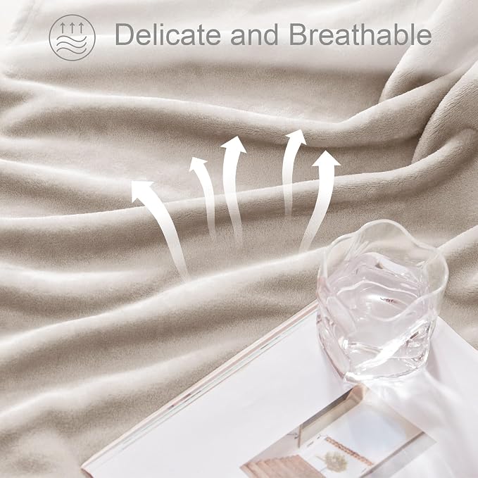 Exclusivo Mezcla Soft Large Fleece Throw Blanket for Couch, Camel | 50x70 Inches, Double-Sided Brushed Flannel, Lightweight Plush Cozy Blanket for Home Decor, All Season, Machine Washable