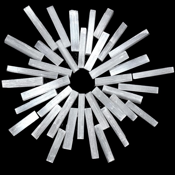 Tessco for you 36 Pieces 2 to 2.7 Inches Selenite Crystal Wands Selenite Sticks White Crystals and Healing Stones Spiritual Long Healing Crystals Stick for Reiki Energy Home Supplies