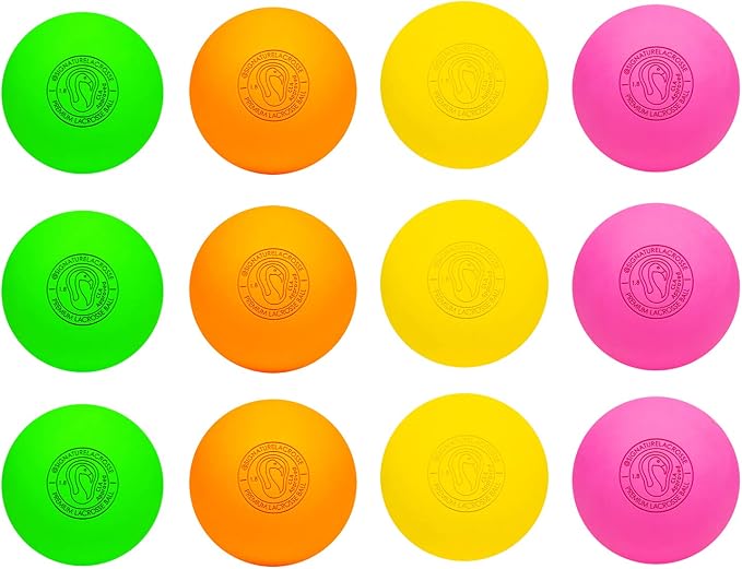 Signature Lacrosse Ball Set - Packs of 2, 4, 8, 12, and 100 - No Chemical Smell Massage Balls, Myofascial Release Tools, Back Roller, Muscle Knot Remover