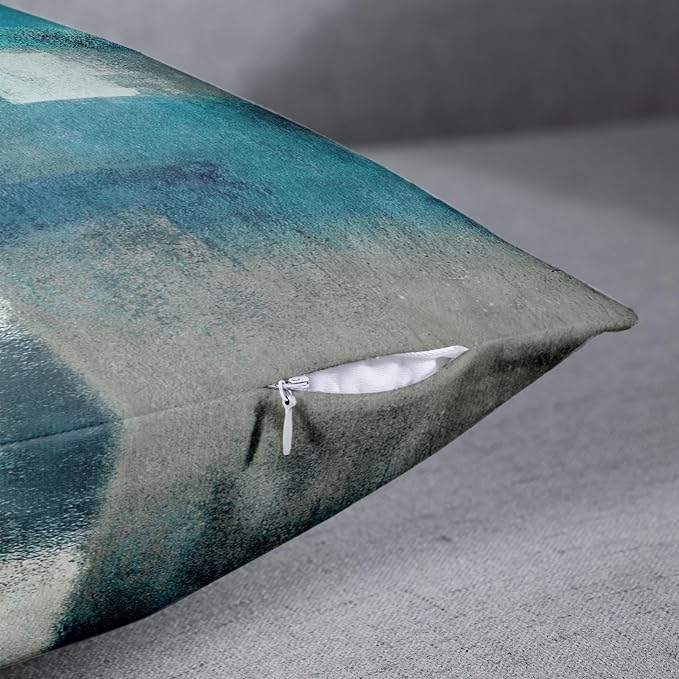 Emvency Throw Pillow Covers Set of 2, 16 x 16 Inch, Abstract Teal Turquoise | Modern Painting Outdoor Decorative Square Pillow Cases Couch Cushion Case for Couch Bed Sofa Living Room Home Decor