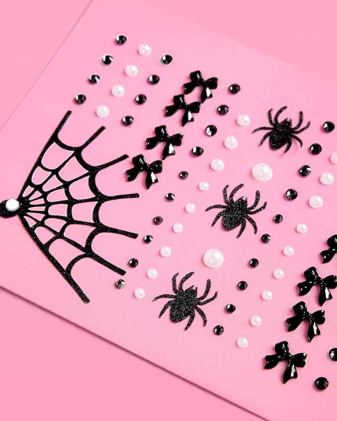 xo, Fetti Romantic Horror Face Gems - 79 pcs. | Gothic Bachelorette Face Stickers, Spooky Birthday Rhinestone Accessory, Halloween Party Decorations