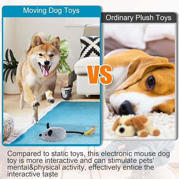 Interactive Dog Toys, Fake Mouse Moving Dog Toy with Automatic Sensor