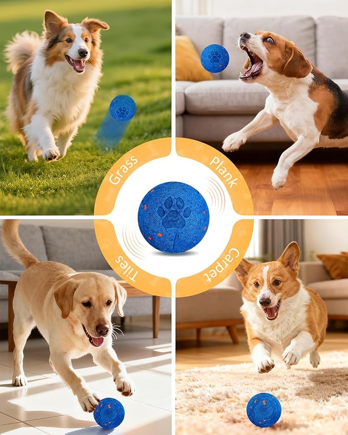 Interactive Dog Ball for Large Dogs, Self Moving Toy with Bouncing & Vibrating, 3.1" Chew-Resistant E-TPU, Indestructible, IPX7 Waterproof, Low Noise, Gift Bag – Perfect for Medium/Large Breed Dogs