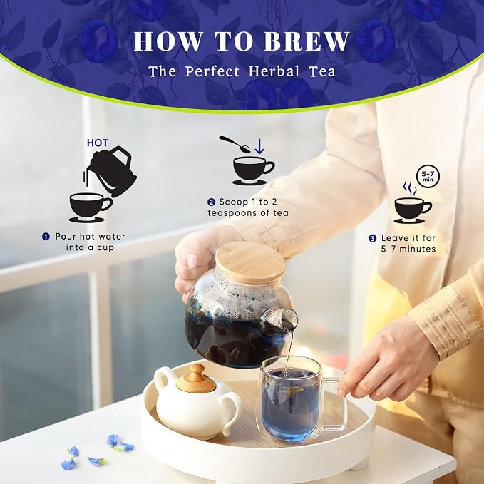 Oxify Organic Blue Pea Flower Herbal Loose Tea- 8 oz (8 oz, Blue Pea Flower)