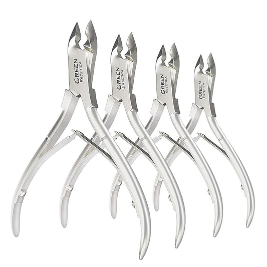 Professional Cuticle Trimmer Nail Cuticle Cutter Stainless Steel Cuticle Nippers with Sharp Blades of Cuticle Remover Clippers Manicure Tools Double Spring - Pedicure Nail Tools (Silver - 4 Pack)