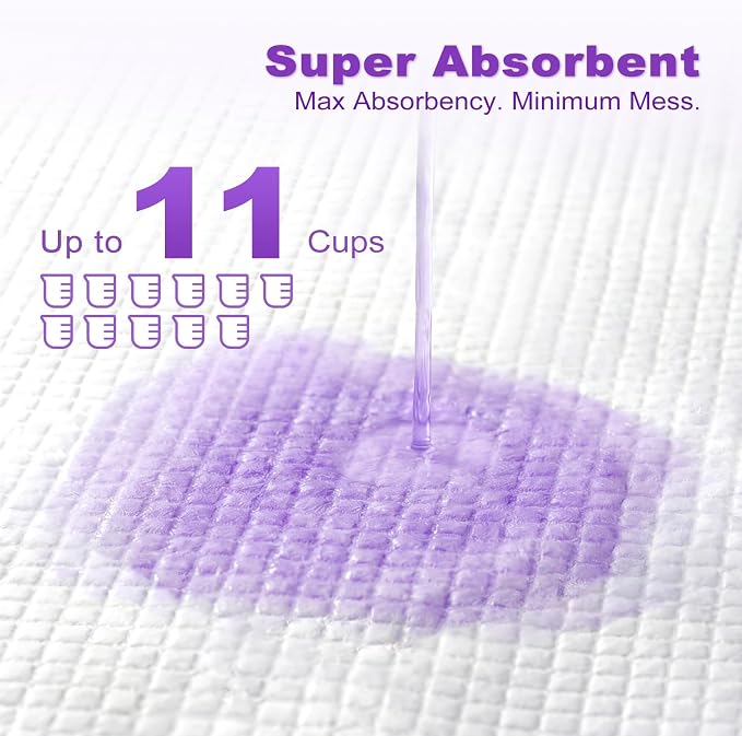 MIZOK Dog Pee Pads Wee Wee Pads Lavender Odor Control XXL 36x36in 30Ct | Purple Doggy Pads with Sticky Adhesive Tabs Bring Soothing Comfort to Your Home for Medium to Large Breed Puppies
